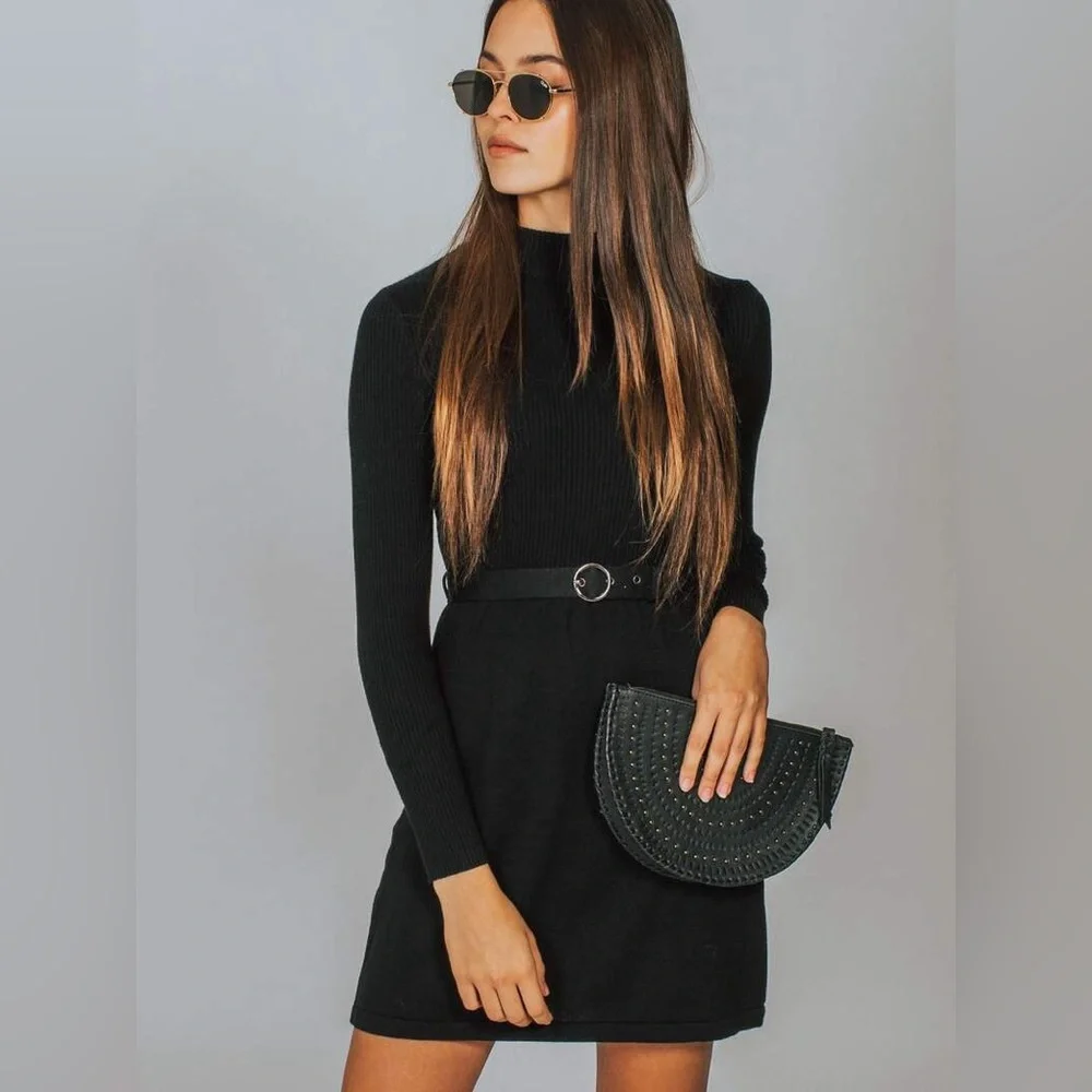 Free People French Girl Sweater Dress Black Size M - Picture 3 of 9